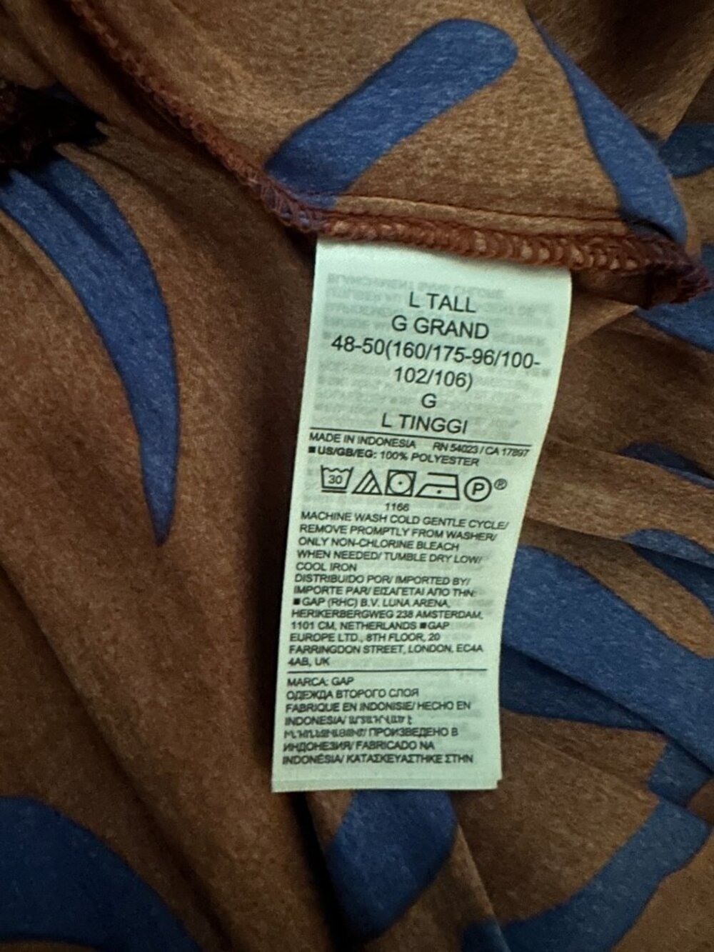 GAP Silky Brown and Blue Tiered Sleeveless Midi Dress - Size L - Picture 4 of 4